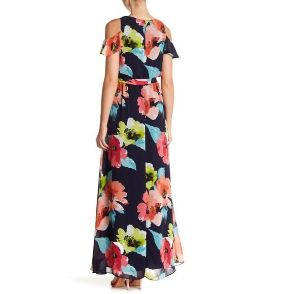 Vince Camuto Floral Cold Shoulder Maxi Dress - Picture 2 of 4